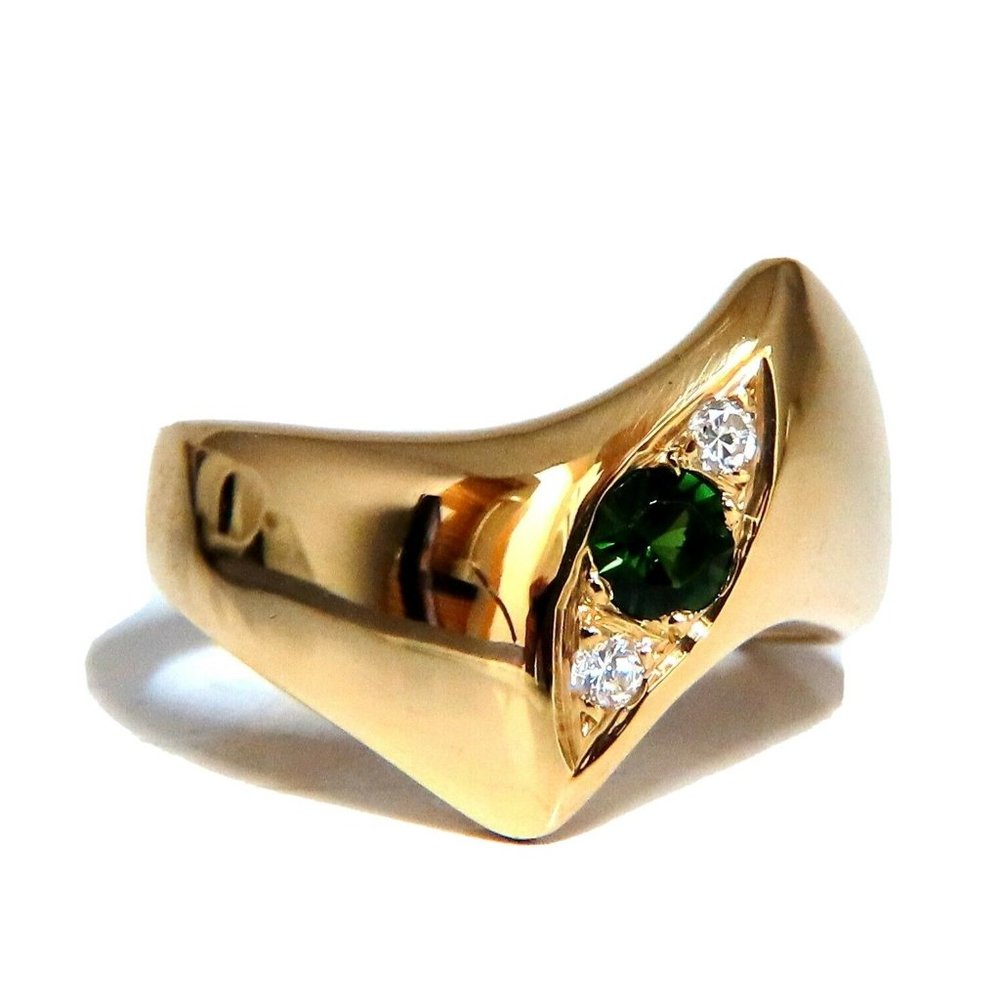Natural green tsavorite garnet and diamonds ring 1*